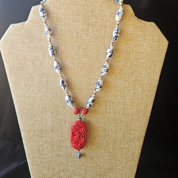 Porcelain Chinoiserie Necklace - Picture 6 of 9